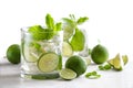 Fresh mojito cocktail with fresh limes, mint, and ice Royalty Free Stock Photo