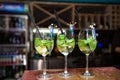 Fresh mojito cocktail in glasses on bar background Royalty Free Stock Photo