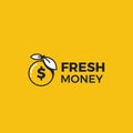 Fresh money logo. Gold apple and dollar coin