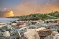 Fresh morning break at the Avalalon peninsula fishing village, Newfoundland, Canada Royalty Free Stock Photo