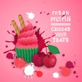 Fresh Muffin Choose Your Taste Logo Cake Sweet Beautiful Cupcake Dessert Delicious Food