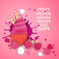 Fresh Muffin Choose Your Taste Logo Cake Sweet Beautiful Cupcake Dessert Delicious Food