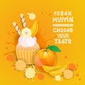 Fresh Muffin Choose Your Taste Logo Cake Sweet Beautiful Cupcake Dessert Delicious Food