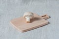 Fresh mushroom champignon on a wooden board. Close-up Royalty Free Stock Photo