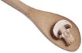 Fresh Mushroom Slice on a Wooden Spoon Royalty Free Stock Photo