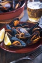 Fresh mussels steamed with