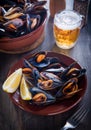 Fresh mussels steamed with