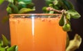 Fresh and natural juice of acerola Malpighia emarginata in glass cup