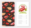 Fresh Natural Meat Product from Butchery Menu Vector Template
