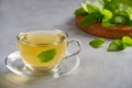 Fresh natural  melissa herbal tea in glass cup Royalty Free Stock Photo