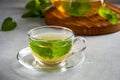 Fresh natural melissa , lemon balm herbal tea in glass cup. Closeup Royalty Free Stock Photo