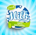 Fresh and Natural Milk label splash.