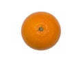 Fresh natural orange isolated on white, top down overhead view.