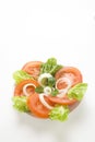 Fresh natural salad bowl tomato lettuce onion