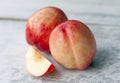 Fresh nectarine on wood background