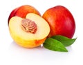 Fresh nectarines fruit isolated on white background Royalty Free Stock Photo