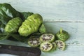 Fresh noni and leaves Royalty Free Stock Photo