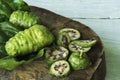 Fresh noni and leaves Royalty Free Stock Photo