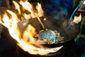 Noodles prepared in a Wok on open fire on Yaowarat Road, Bangkok Royalty Free Stock Photo