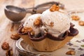 Fresh nut ice cream in waffle cup Royalty Free Stock Photo