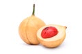 Fresh nutmeg fruit and cut in half Royalty Free Stock Photo