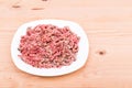 Fresh and nutritious minced raw meat dog food on plate Royalty Free Stock Photo