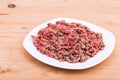 Fresh and nutritious minced raw meat dog food on plate Royalty Free Stock Photo