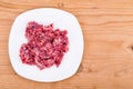 Fresh and nutritious minced raw meat dog food on plate Royalty Free Stock Photo