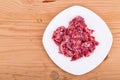 Fresh and nutritious minced raw meat dog food on plate Royalty Free Stock Photo