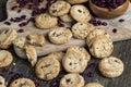 Fresh oatmeal cookies with dried red cranberries