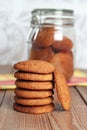 Fresh oatmeal cookies in a pile