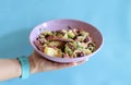 Fresh octopus salad, seafood meal. Royalty Free Stock Photo