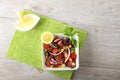 Fresh octopus salad with tomato and onion Royalty Free Stock Photo