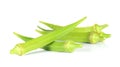 Fresh okra,Green roselle on white background.