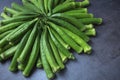 Fresh okra, lady finger, on gray table Royalty Free Stock Photo