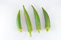 Fresh okra,Lady`s Finger, Bhindi  on white background Royalty Free Stock Photo