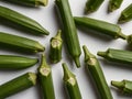 Fresh Okra. Fresh raw okra isolated on white background, horizontal with copy space