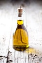 Fresh olive oil in bottle Royalty Free Stock Photo