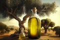 Fresh olives oil in bottle