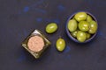 Fresh olives with pure olive oil