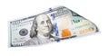 Fresh One Hundred Dollar Bill Falling or Floating on Empty Background Royalty Free Stock Photo