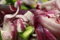Fresh onion chopped salad pieces with green vegetables. Royalty Free Stock Photo