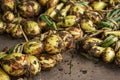 Fresh onion. Freshly dug bulbs. Onions after harvesting are braided fore dry