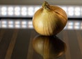 fresh onion on a glass surface Royalty Free Stock Photo