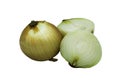 Fresh onion and Sliced onion isolated on white background with clipping path. Royalty Free Stock Photo