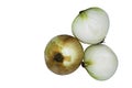 Fresh onion and Sliced onion isolated on white background with clipping path. Royalty Free Stock Photo