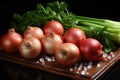 Fresh onions as background. Organic food Royalty Free Stock Photo