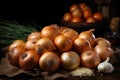 Fresh onions as background. Organic food Royalty Free Stock Photo