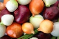 Fresh ripe onions as background. Organic food Royalty Free Stock Photo