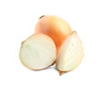 Fresh onions on white background. Ripe Royalty Free Stock Photo